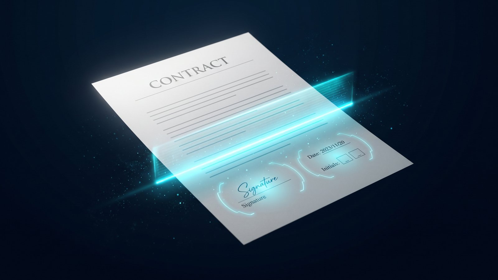 CyberSygn detecting the signature line, date, and initials fields on a contract.